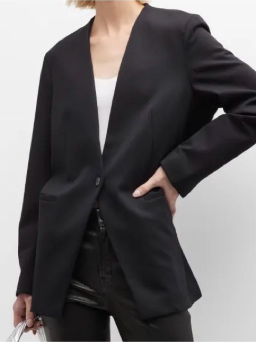 SPANX Perfect Collarless Black Open-Front Women's Blazer